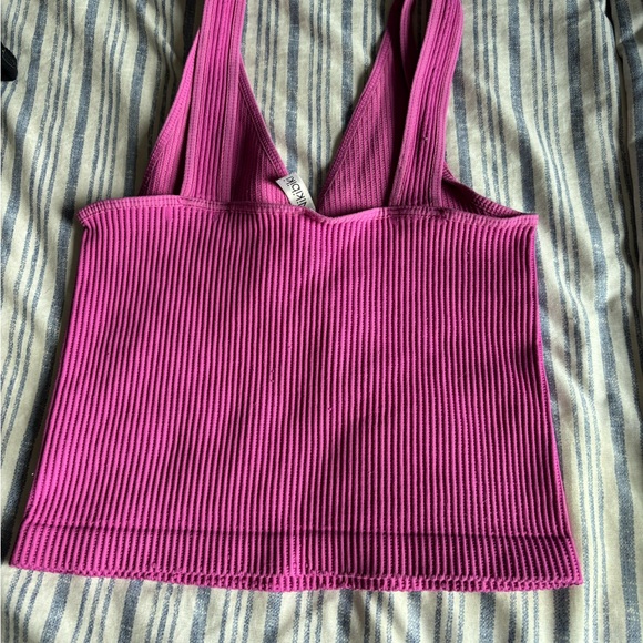 Pink Ribbed Women's Top - Picture 2 of 2